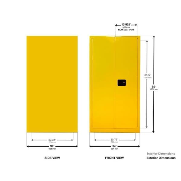 55 gal, 1 Shelves, 18-Gauge Steel, 34 in W x 65 in H x 34 in D, white